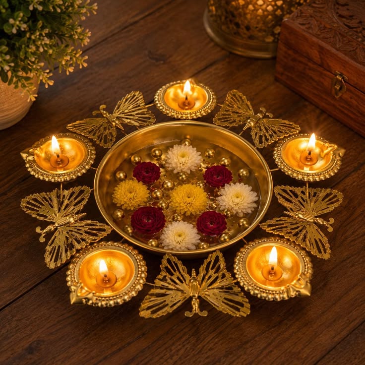 Royal Brass Diya Set