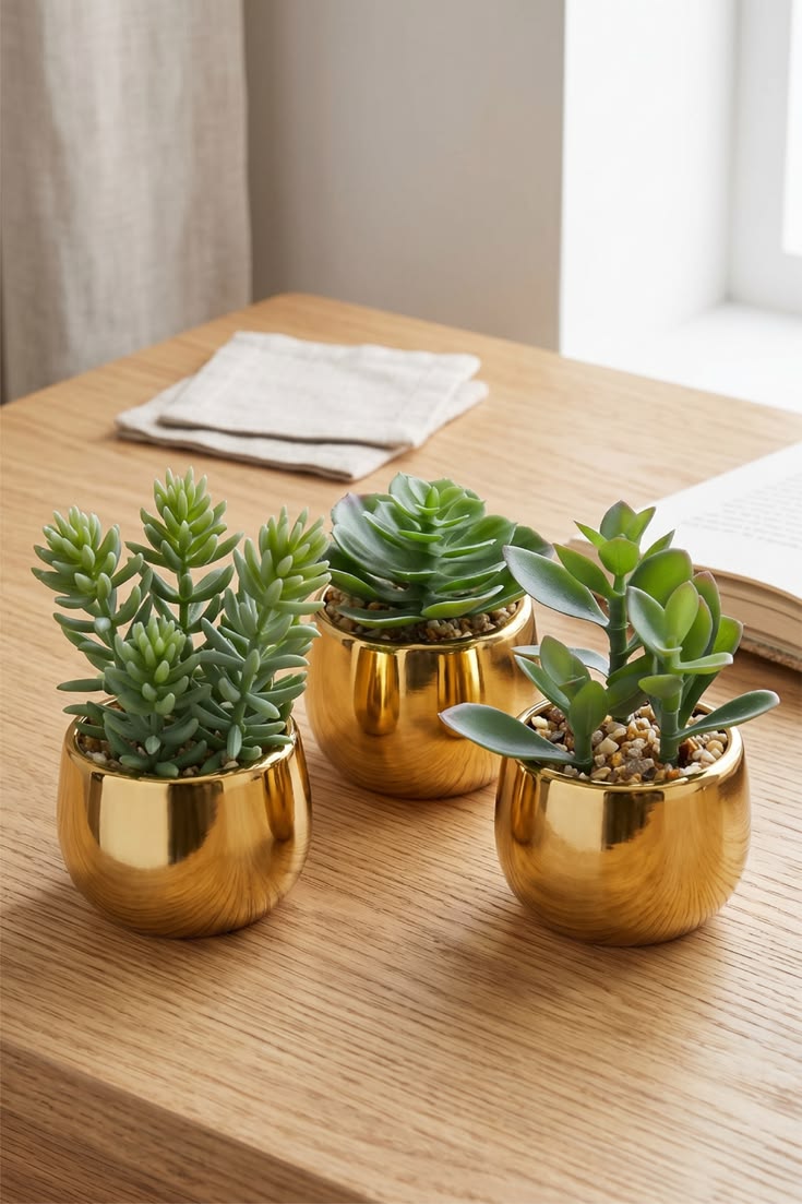 Golden Ceramic Succulent